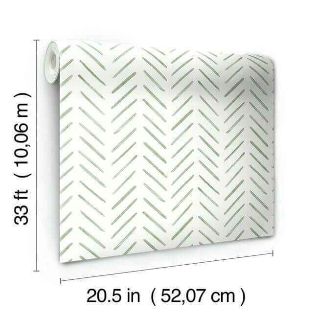 Painted Herringbone Green Wallpaper - York Wallcoverings - CV4452 - York Wallcoverings Wallpaper