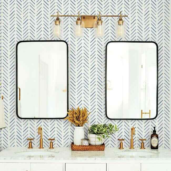 Painted Herringbone Navy Wallpaper - York Wallcoverings - CV4455