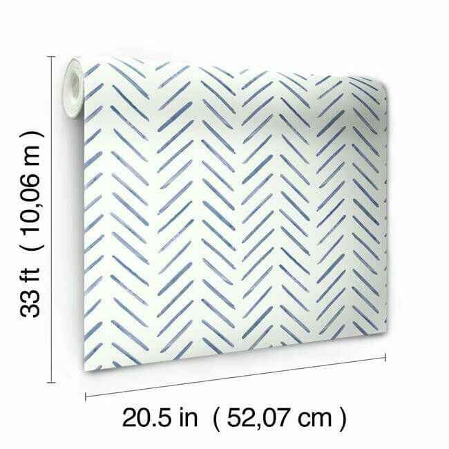 Painted Herringbone Navy Wallpaper - York Wallcoverings - CV4455 - York Wallcoverings Wallpaper