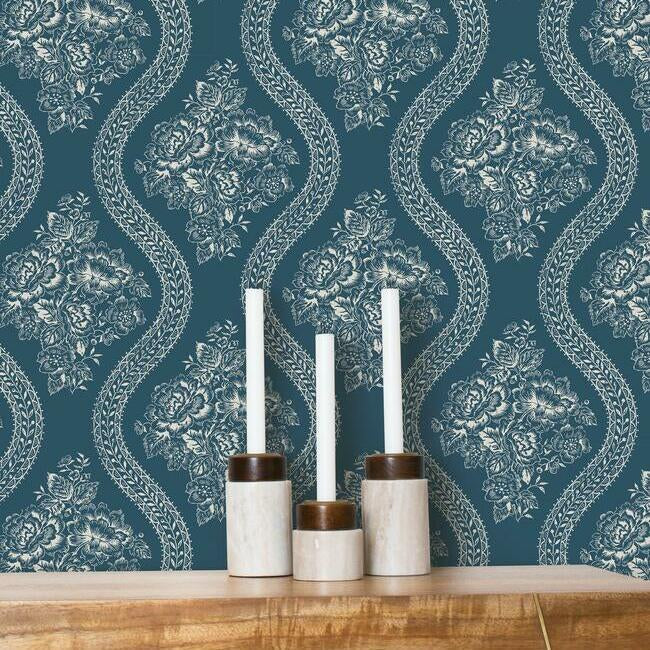 coverlet-floral-premium-peel-stick-wallpaper-taupe-on-navy-york-wallcoverings-psw1178rl