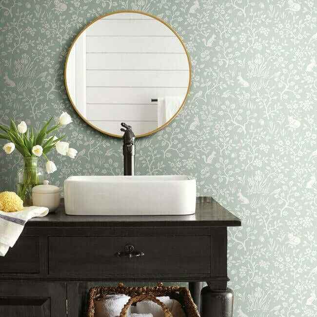 Magnolia Home Fox & Hare Green Peel & Stick Wallpaper - York Wallcoverings - PSW1167RL - York Wallcoverings Wallpaper