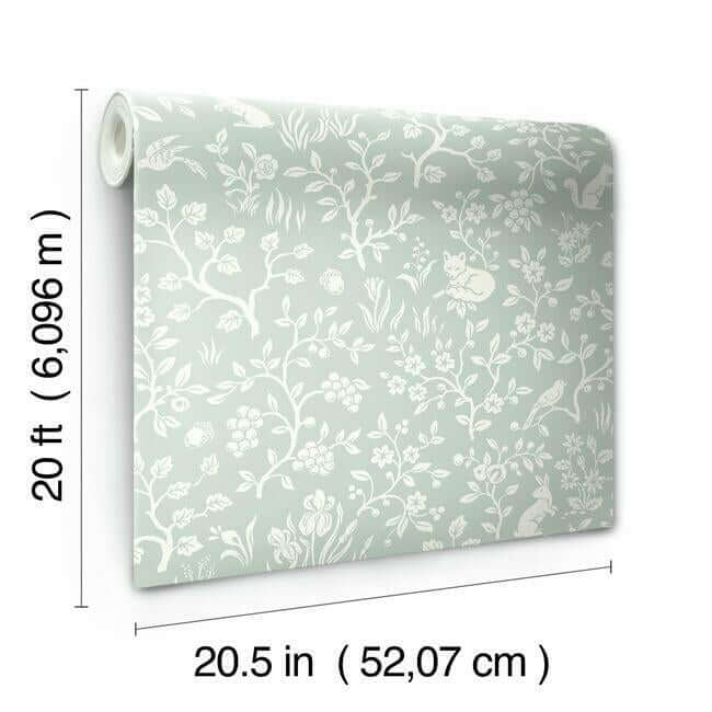 fox-hare-premium-peel-stick-wallpaper-mineral-green-york-wallcoverings-psw1167rl - York Wallcoverings Wallpaper