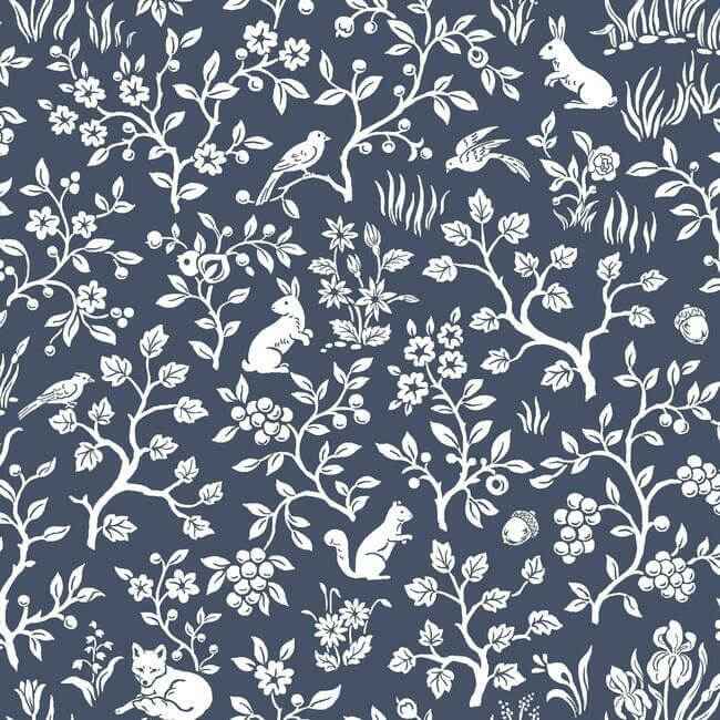 Magnolia Home Fox & Hare Navy Peel & Stick Wallpaper - York Wallcoverings - PSW1166RL - York Wallcoverings Wallpaper