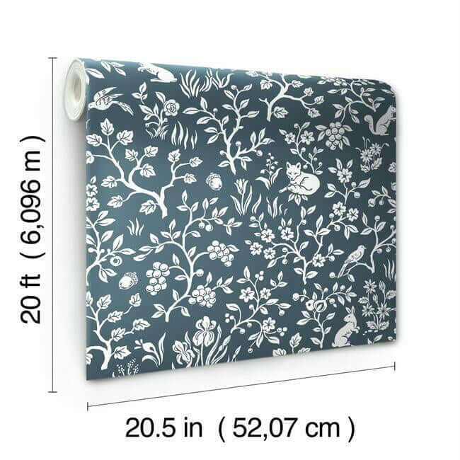 fox-hare-premium-peel-stick-wallpaper-navy-york-wallcoverings-psw1166rl - York Wallcoverings Wallpaper