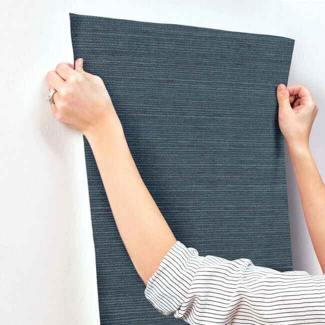 Plain Grass Sisal Grasscloth Blue Wallpaper - York Wallcoverings - VG4405 - York Wallcoverings Wallpaper