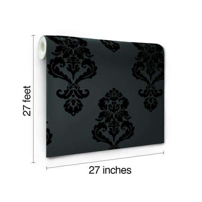 graphic-damask-black-wallpaper-york-wallcoverings-bl0397 - York Wallcoverings Wallpaper