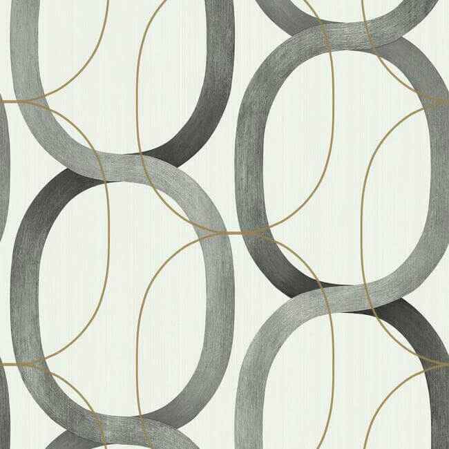 Interlock Black & Gold Wallpaper - York Wallcoverings - OS4213 - York Wallcoverings Wallpaper