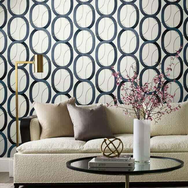 Interlock Navy Wallpaper - York Wallcoverings - OS4215 - York Wallcoverings Wallpaper