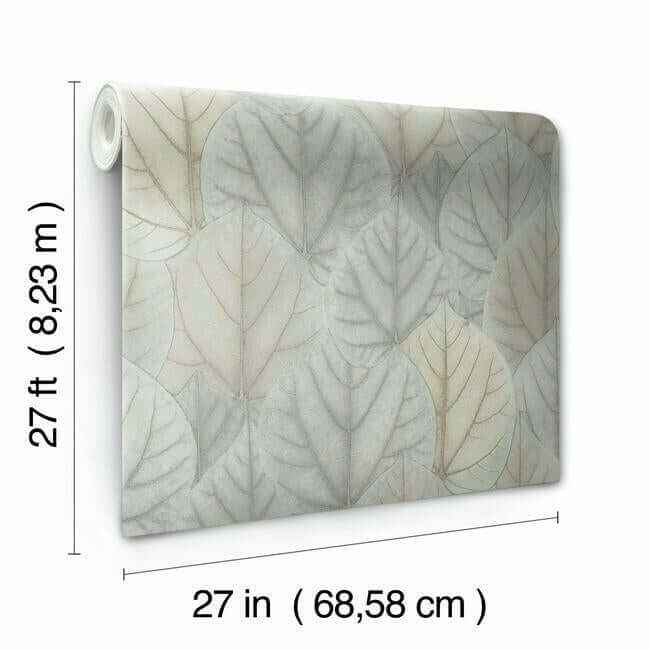 Leaf Concerto Blue & Taupe Wallpaper - York Wallcoverings - OS4244 - York Wallcoverings Wallpaper