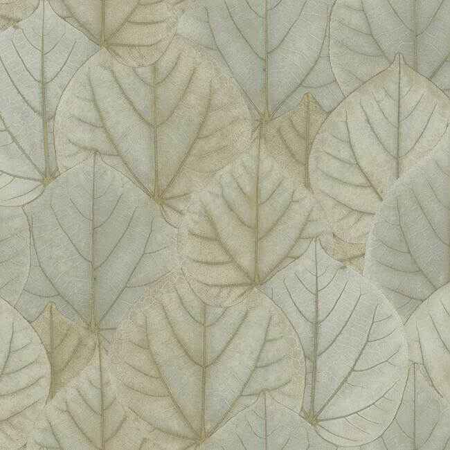 Leaf Concerto Taupe Wallpaper - York Wallcoverings - OS4243