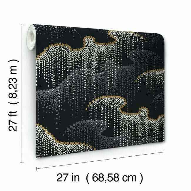 Moonlight Pearls Black Wallpaper - York Wallcoverings - OS4261 - York Wallcoverings Wallpaper