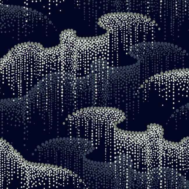 Moonlight Pearls Navy Wallpaper - York Wallcoverings - OS4264 - York Wallcoverings Wallpaper