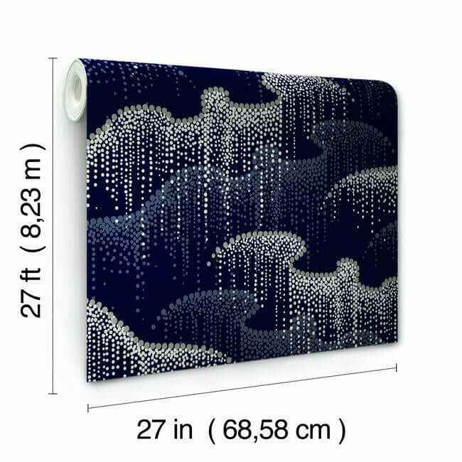 Moonlight Pearls Navy Wallpaper - York Wallcoverings - OS4264 - York Wallcoverings Wallpaper