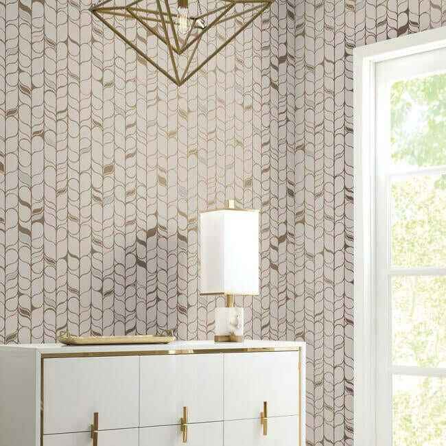 Perfect Petals Beige & Gold Wallpaper - York Wallcoverings - OS4206 - York Wallcoverings Wallpaper