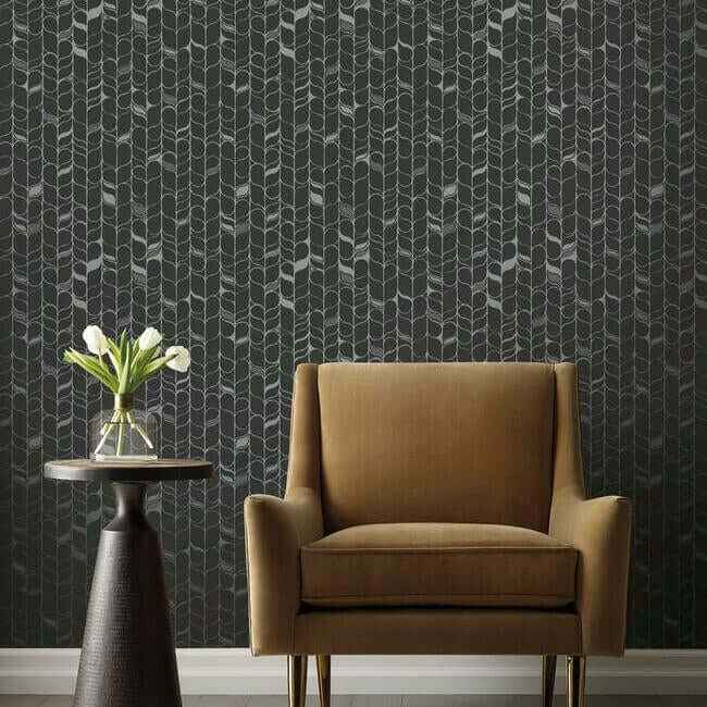Perfect Petals Black & Silver Wallpaper - York Wallcoverings - OS4205 - York Wallcoverings Wallpaper