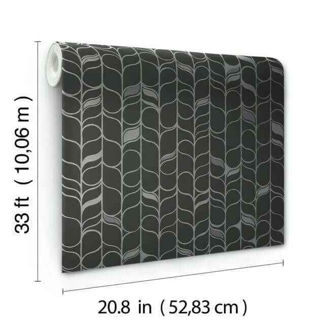 Perfect Petals Black & Silver Wallpaper - York Wallcoverings - OS4205 - York Wallcoverings Wallpaper