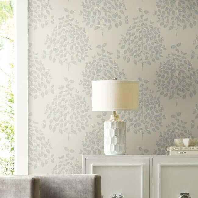Tender Cream & Silver Wallpaper - York Wallcoverings - OS4251 - York Wallcoverings Wallpaper
