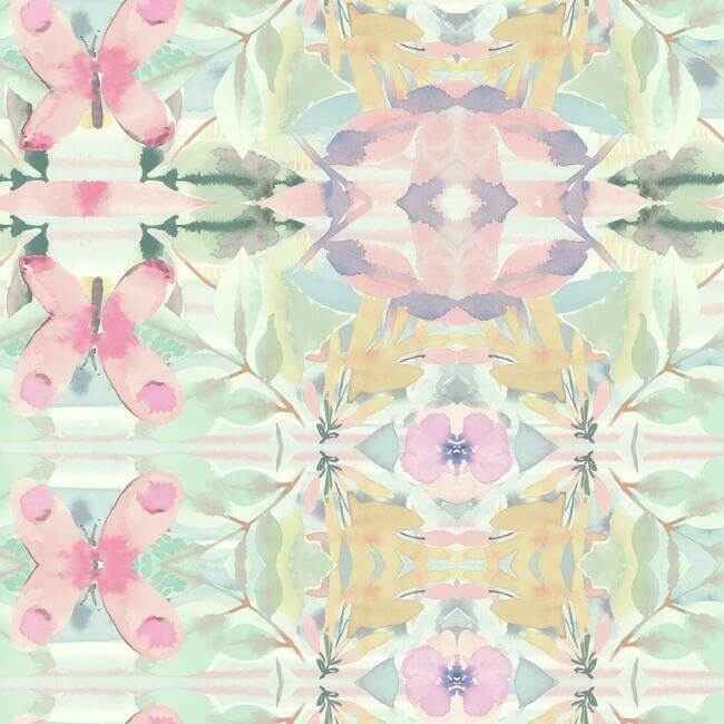 Synchronized Pink & Yellow Wallpaper - York Wallcoverings - LK8337