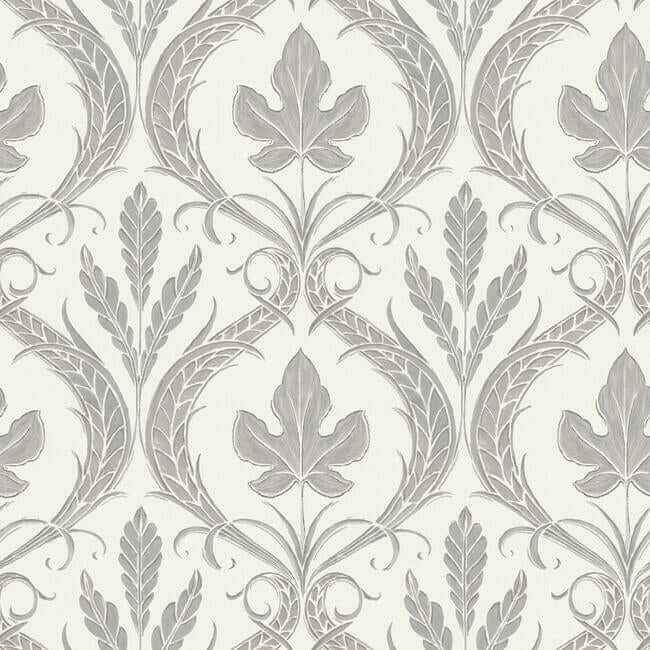 Adirondack Damask Grey & Beige Wallpaper - York Wallcoverings - DM4925 - York Wallcoverings Wallpaper