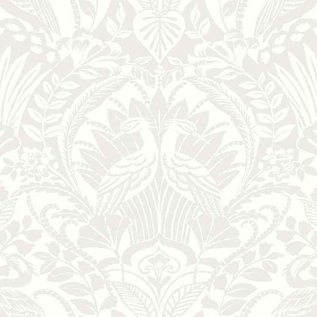 Egret Damask White & Cream Wallpaper - York Wallcoverings - BW3932 - York Wallcoverings Wallpaper