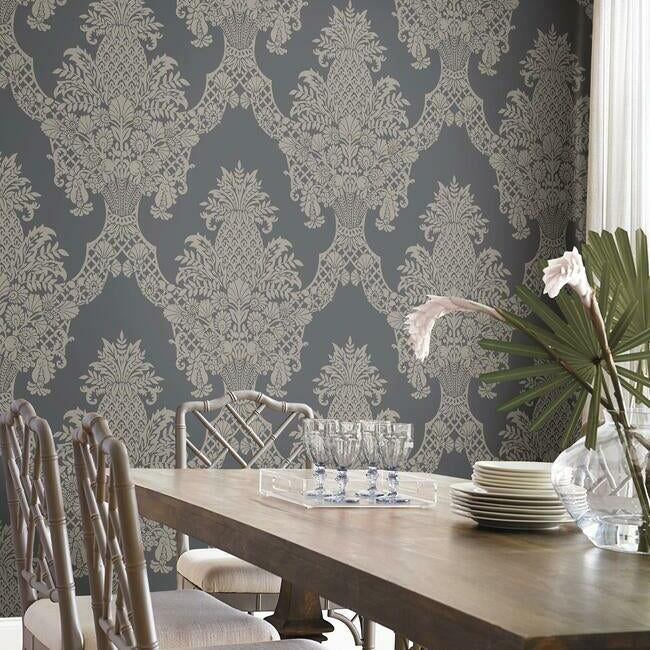 pineapple-wallpaper-charcoal-york-wallcoverings-dm4975