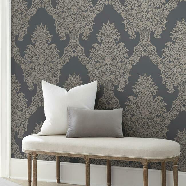pineapple-wallpaper-charcoal-york-wallcoverings-dm4975