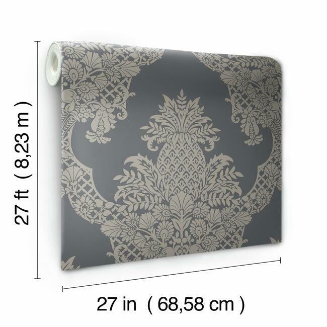 pineapple-wallpaper-charcoal-york-wallcoverings-dm4975