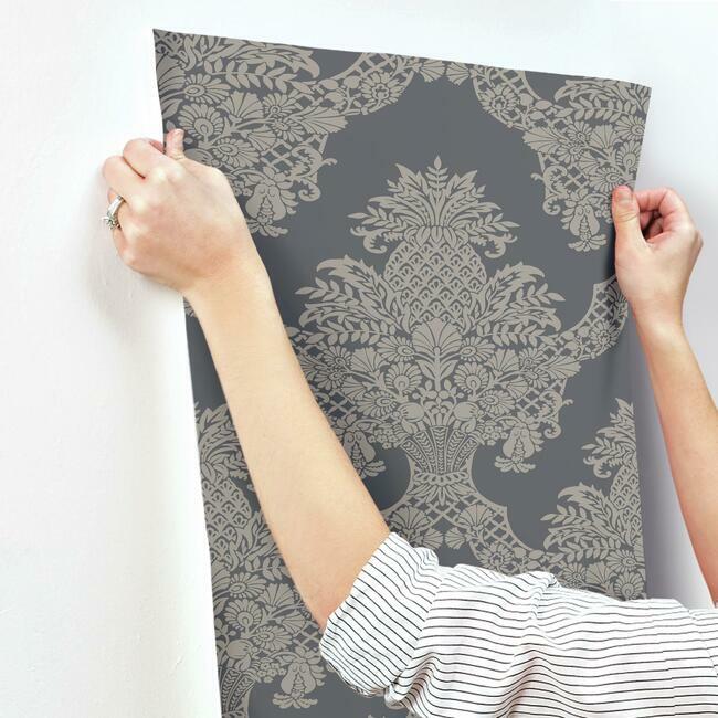 pineapple-wallpaper-charcoal-york-wallcoverings-dm4975