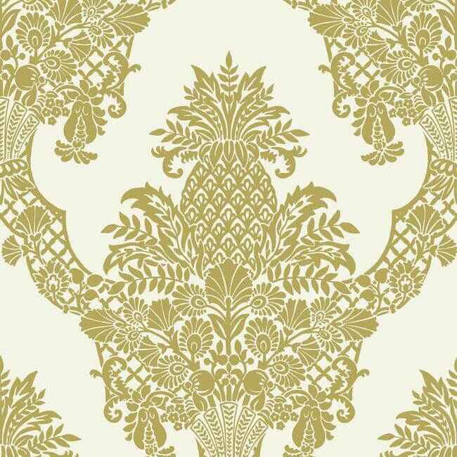 Pineapple Plantation Gold Wallpaper - York Wallcoverings - DM4971