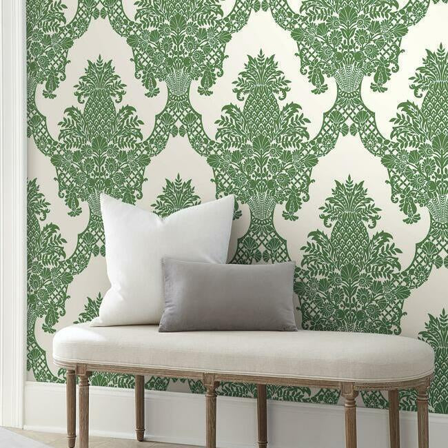 pineapple-wallpaper-green-white-york-wallcoverings-dm4976