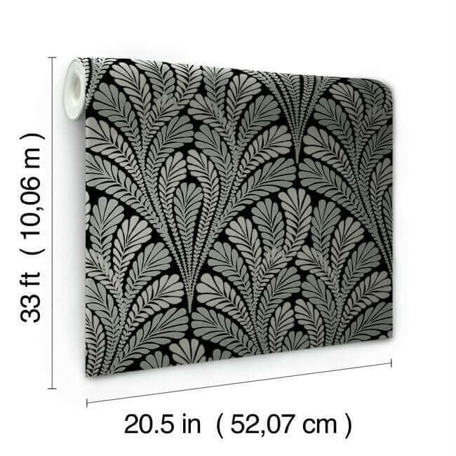 shell-damask-black-wallpaper-york-wallcoverings-bw3951 - York Wallcoverings Wallpaper