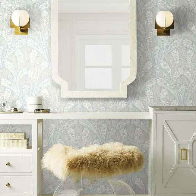Shell Damask Blue Wallpaper - York Wallcoverings - DM5021 - York Wallcoverings Wallpaper