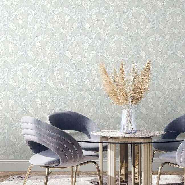 Shell Damask Blue Wallpaper - York Wallcoverings - DM5021 - York Wallcoverings Wallpaper