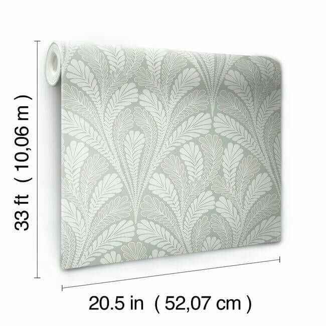Shell Damask Green Wallpaper - York Wallcoverings - DM5023 - York Wallcoverings Wallpaper