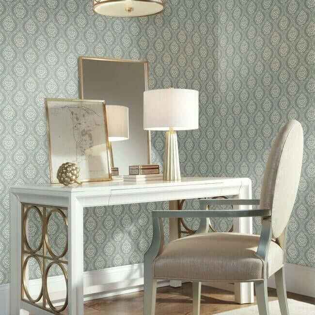 Petite Ogee Green Wallpaper - York Wallcoverings - DM5028 - York Wallcoverings Wallpaper