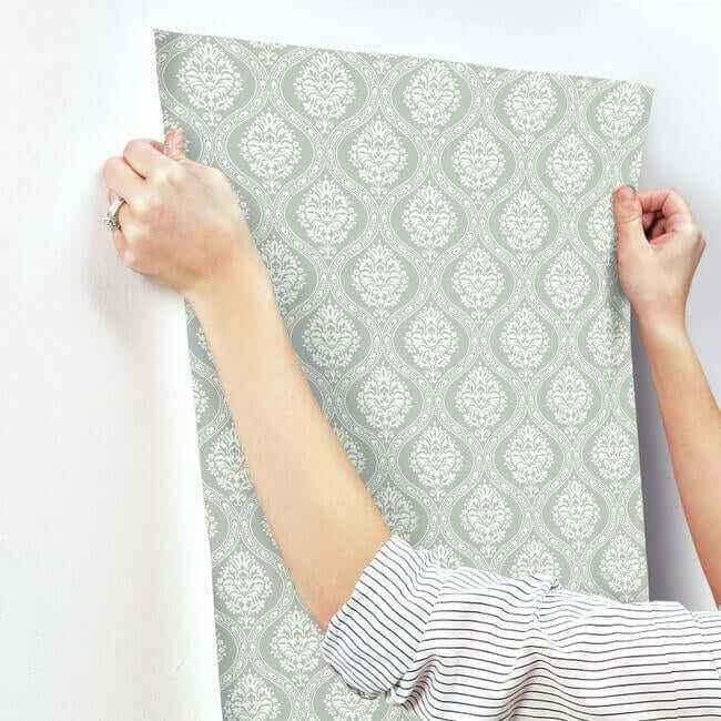 Petite Ogee Green Wallpaper - York Wallcoverings - DM5028 - York Wallcoverings Wallpaper