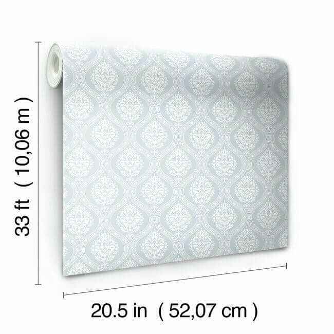 Petite Ogee Blue Wallpaper - York Wallcoverings - DM5026 - York Wallcoverings Wallpaper