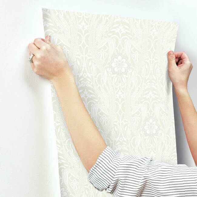 Gatsby Damask Beige Wallpaper - York Wallcoverings - DM4993 - York Wallcoverings Wallpaper