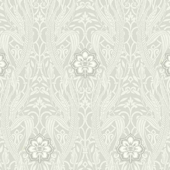 Gatsby Damask Grey Wallpaper - York Wallcoverings - DM4992
