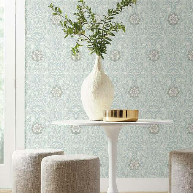 gatsby-damask-blue-wallpaper-york-wallcoverings-dm4991 - York Wallcoverings Wallpaper