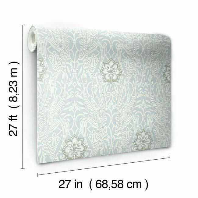 gatsby-damask-blue-wallpaper-york-wallcoverings-dm4991 - York Wallcoverings Wallpaper