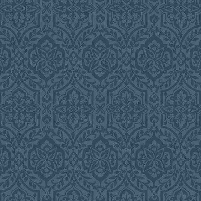 Cathedral Damask Blue Wallpaper - York Wallcoverings - DM5037 - York Wallcoverings Wallpaper