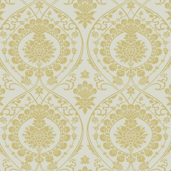 imperial-damask-off-white-gold-wallpaper-york-wallcoverings-dm4903 - York Wallcoverings Wallpaper