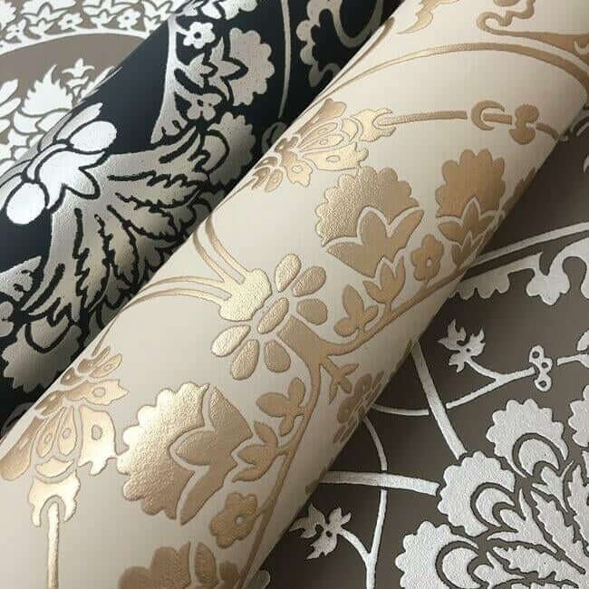 imperial-damask-beige-silver-wallpaper-york-wallcoverings-dm4902 - York Wallcoverings Wallpaper