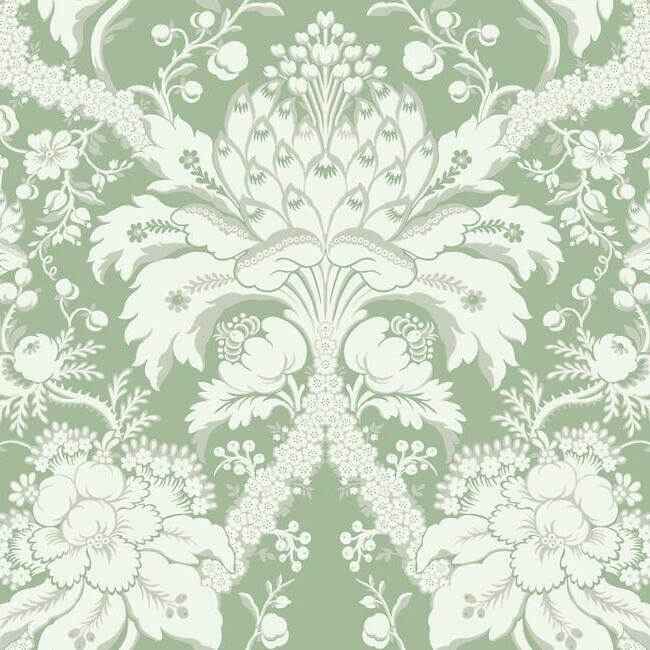 French Artichoke Dam Green Wallpaper - York Wallcoverings - DM4954