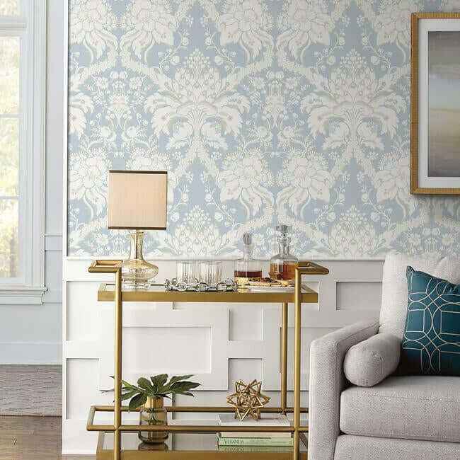 French Artichoke Dam Blue Wallpaper - York Wallcoverings - DM4955 - York Wallcoverings Wallpaper