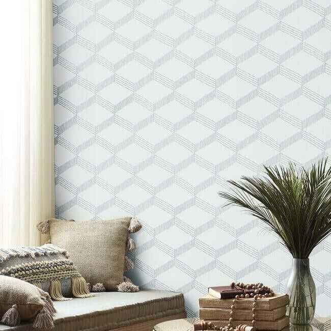 Palisades Paperweave Smokey Blue Wallpaper - York Wallcoverings - BO6723 - York Wallcoverings Wallpaper