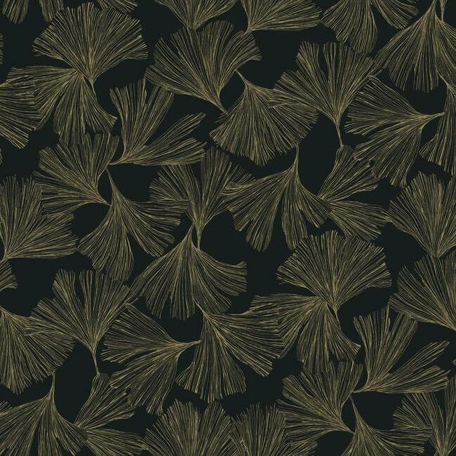 gingko-toss-black-wallpaper-york-wallcoverings-dd3742 - York Wallcoverings Wallpaper