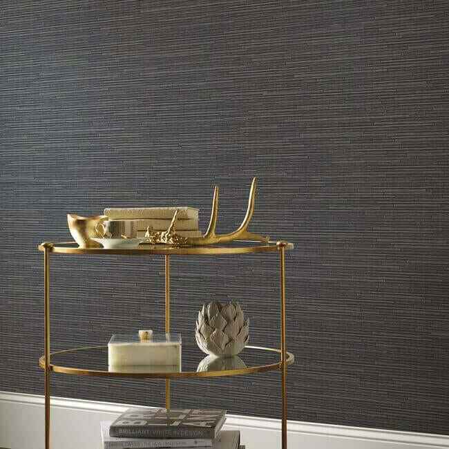 Ribbon Bamboo Black & Silver Metallic Wallpaper - York Wallcoverings - DD3835 - York Wallcoverings Wallpaper