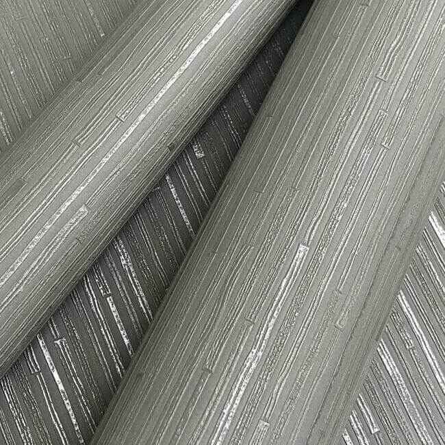 Ribbon Bamboo Silver Metallic Wallpaper - York Wallcoverings - DD3832 - York Wallcoverings Wallpaper